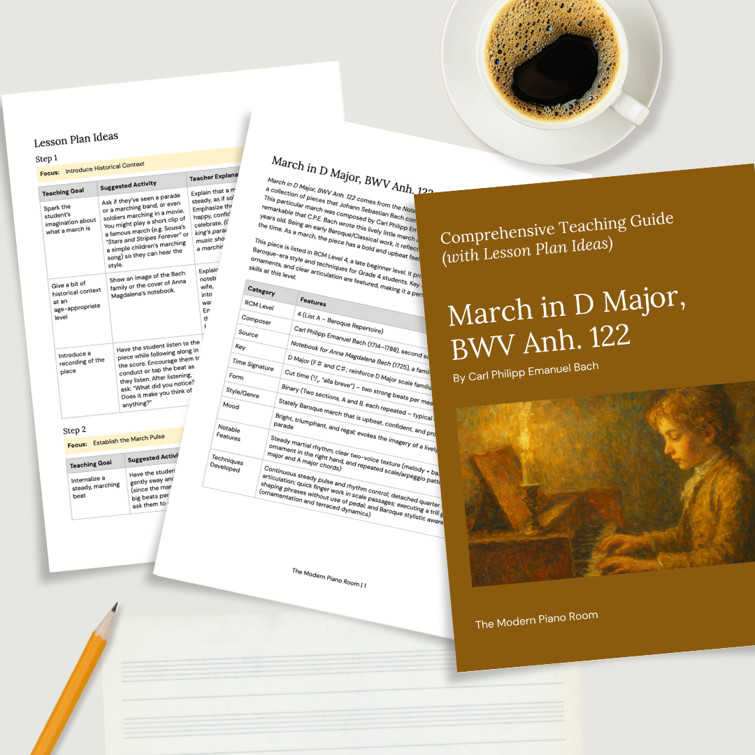 March in D Major, BWV Anh. 122 by C.P.E. Bach - Comprehensive Teaching Guide (RCM Level 4, List A)